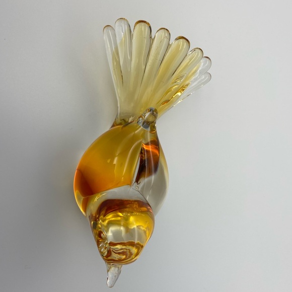 Amber Handblown Murano Glass Bird R Anatra Signed - Picture 9 of 14